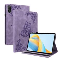 Custodia per tablet in pelle goffrata fiore farfalla per Honor Pad V8 Pro (viola)