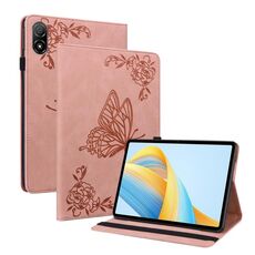 Custodia per tablet in pelle goffrata fiore farfalla per Honor Pad V8 Pro (oro rosa)