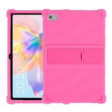 Custodia protettiva per tablet in silicone antiurto per Teclast P40 HD con supporto (rosa rosso)