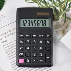 Calcolatrice solare colorata a 8 cifre Calcolatrice elettronica multifunzionale per mini studenti (nero classico)