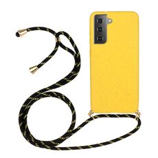 Per Samsung Galaxy S23 FE 5G Materiale in paglia di grano + Custodia in TPU con cordino (Giallo)