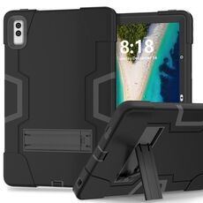 Per Lenovo Tab M10 5G Custodia per tablet PC in silicone a colori a contrasto da 10,6 pollici con supporto (nero)