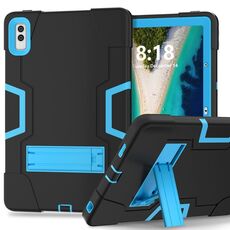 Per Lenovo Tab M10 5G Custodia per tablet PC in silicone a colori a contrasto da 10,6 pollici con supporto (nero + blu)
