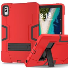Per Lenovo Tab M10 5G Custodia per tablet PC in silicone a colori a contrasto da 10,6 pollici con supporto (rosso nero)