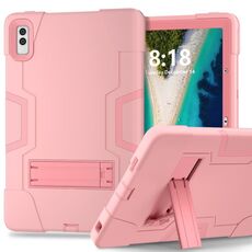 Custodia per tablet PC in silicone a colori a contrasto da 10,6 pollici per Lenovo Tab M10 5G con supporto (oro rosa)