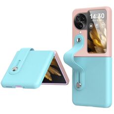 Custodia per telefono in pelle liscia con cinturino da polso OPPO Find N3 (rosa)