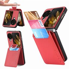 Per OPPO Find N3 Flip Litchi PU Custodia a portafoglio con supporto ad anello (rosso)