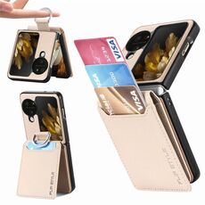 Per OPPO Find N3 Flip Litchi PU Custodia a portafoglio con anello in PU (cachi)