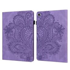 Custodia per tablet in pelle con motivo pavone in rilievo per Samsung Galaxy Tab A9 (viola)