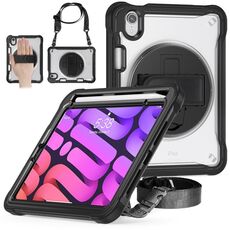 Custodia per tablet ibrida resistente per iPad mini 6 con maniglia e cinturino (nero)