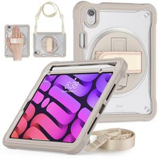 Custodia per tablet ibrida resistente per iPad mini 6 con maniglia e cinturino (cachi)