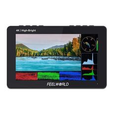 FEELWORLD F5 ProX Touchscreen ad alta luminosità da 5,5 pollici 1600nit Monitor da campo per fotocamera DSLR 4K HDMI F970 Kit di installazione e alimentazione (Nero)
