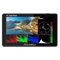 FEELWORLD LUT5E Touchscreen da 5,5 pollici ad alta luminosità 1600nit Monitor da campo per fotocamera DSLR F970 Kit di alimentazione e installazione esterna Pannello IPS 4K HDMI 1920X1080 (Nero)