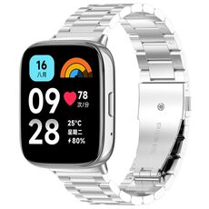 Per Redmi Watch 3 Lite / Watch 3 cinturino attivo in acciaio inossidabile con tre perline in metallo (argento)
