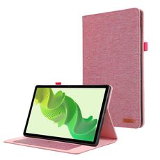 Custodia per tablet in pelle e tessuto Realme Pad 2 (rosa rossa)
