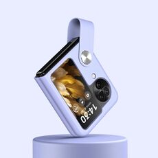 Custodia per telefono in pelle liscia con cinturino a vibrazione OPPO Find N3 (viola)