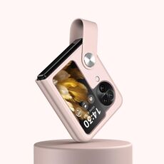 Per OPPO Find N3 Custodia per cellulare in pelle con cinturino a strappo (rosa)