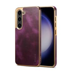 Per Samsung Galaxy S23 5G Denior Custodia per telefono galvanica in pelle cerata con olio (viola)
