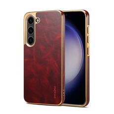 Custodia per telefono galvanica in pelle con cera d'olio Denior per Samsung Galaxy S23 5G (rossa)