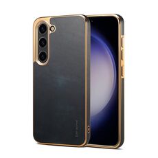 Per Samsung Galaxy S23 5G Denior Custodia per telefono galvanica in pelle cerata con olio (blu)