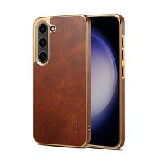 Per Samsung Galaxy S23 5G Denior Custodia per telefono galvanica in pelle cerata con olio (marrone)