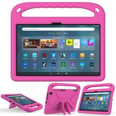 Custodia per tablet antiurto EVA con manico per Amazon Kindle Fire Max 11 con supporto (rosa rossa)