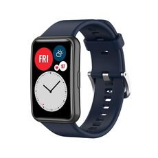 Per Huawei Watch Fit cinturino con fibbia in acciaio argento silicone edizione speciale (blu notte)