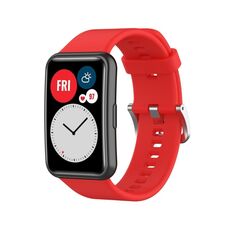 Per Huawei Watch Fit Special Edition cinturino con fibbia in acciaio argento silicone (rosso)