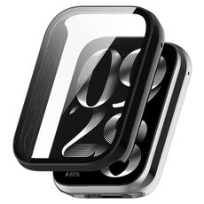Per Xiaomi Mi Band 8 Pro PC + Custodia protettiva per orologio integrata con pellicola in vetro temperato (nera)