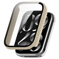 Per Xiaomi Mi Band 8 Pro PC + Custodia protettiva per orologio integrata con pellicola in vetro temperato (bianco avorio)