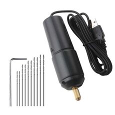 Trapano elettrico per perforazione manuale con colla manuale mini trapano elettrico con interfaccia USB 360, set: trapano + chiave da 10 pezzi