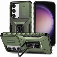 Custodia per telefono con supporto scorrevole Camshield per Samsung Galaxy S23 5G (verde alpino)