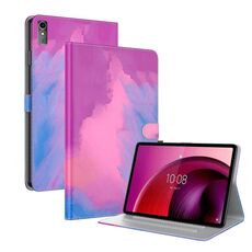 Custodia per tablet in pelle flip con motivo acquerello da 10,6 pollici per Lenovo Tab M10 5G (viola rosso)