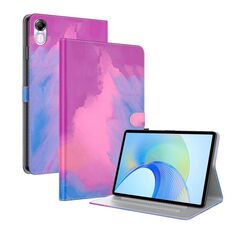 Custodia per tablet in pelle flip con motivo acquerello per Honor Pad X8 Pro/X9 (viola rosso)
