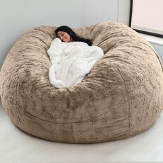 180x90 cm Fodera in tessuto Divano pigro Bean Bag Soggiorno Divano semplice Tatami Fodera in tessuto senza imbottitura (marrone chiaro)