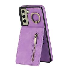 Per Samsung Galaxy S22 5G Custodia per cellulare con anello retrò e cerniera RFID (viola)