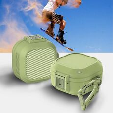 Custodia in silicone per auricolari wireless con interruttore e moschettone per Samsung Galaxy Buds Live / Buds2 / Buds Pro / Buds2 Pro (verde militare)