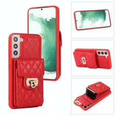 Custodia per telefono in pelle con slot per schede Samsung Galaxy S22 5G (rosso)
