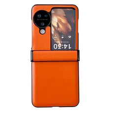Per OPPO Find N3 Flip Set di tre pezzi Morandi Custodia per telefono con texture in pelle tinta unita (arancione)