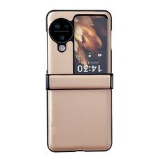 Per OPPO Find N3 Flip Set da tre pezzi Morandi Custodia per telefono con texture in pelle tinta unita (Oro)