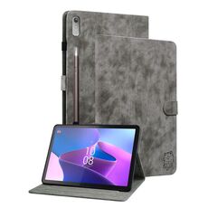 Custodia per tablet in pelle flip con motivo tigre per Lenovo Tab P12 (grigio)