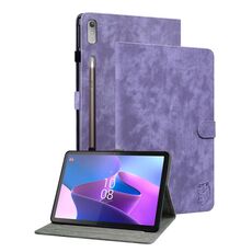 Custodia per tablet in pelle flip con motivo tigre per Lenovo Tab P12 (viola)