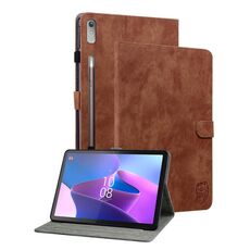 Custodia per tablet in pelle flip con motivo tigre per Lenovo Tab P12 (marrone)
