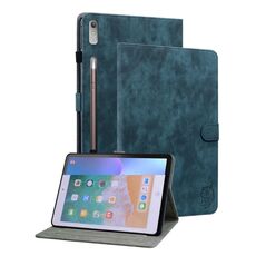 Custodia per tablet in pelle flip con motivo tigre per Lenovo Tab P12 (blu scuro)