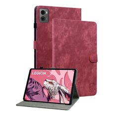 Custodia per tablet in pelle flip con motivo tigre per Lenovo Legion Y700 2023 (rossa)