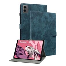 Custodia per tablet in pelle flip con motivo tigre per Lenovo Legion Y700 2023 (blu scuro)