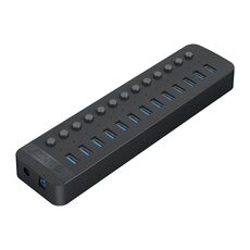 ORICO CT2U3-13AB Strisce di plastica 13 porte HUB USB 3.0 con interruttori individuali, spina: spina americana (nera)
