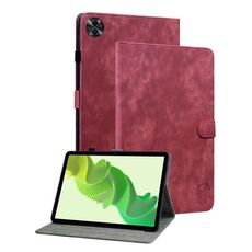 Custodia per tablet in pelle flip con motivo tigre per Realme Pad 2 (rossa)