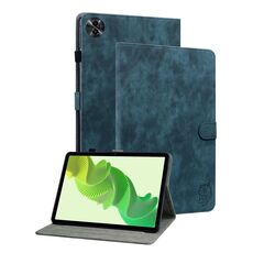 Custodia per tablet in pelle flip con motivo tigre per Realme Pad 2 (blu scuro)