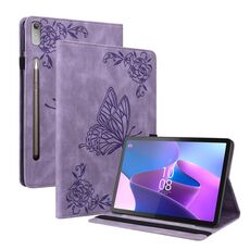 Custodia per tablet in pelle goffrata fiore farfalla per Lenovo Tab P12 (viola)